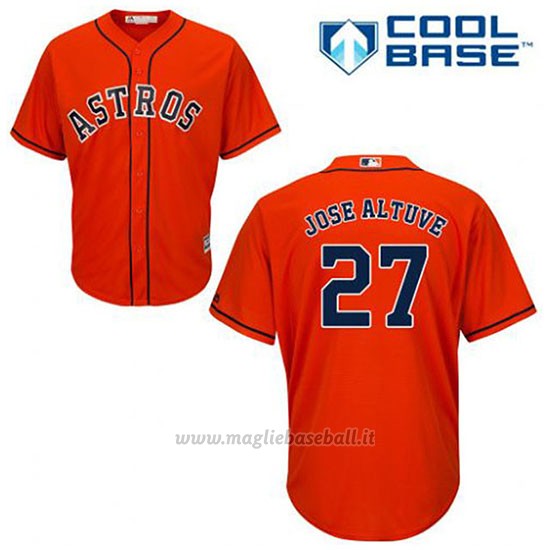Maglia Baseball Uomo Houston Astros Jose Altuve 27 Arancione Alterner Cool Base
